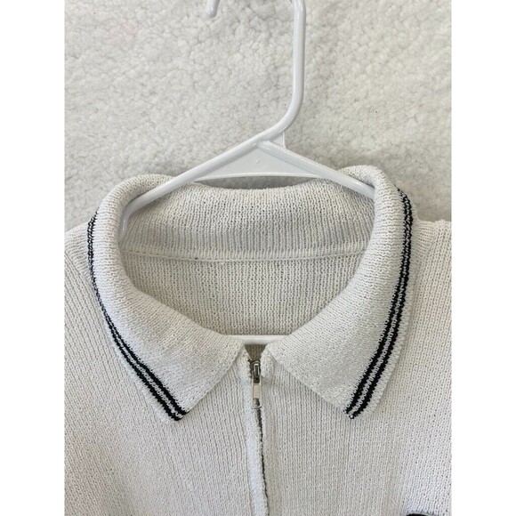 Forever 21 St. Moritz Tennis Club Sweater Women’s M White Zip-Up Cardigan - Picture 4 of 8